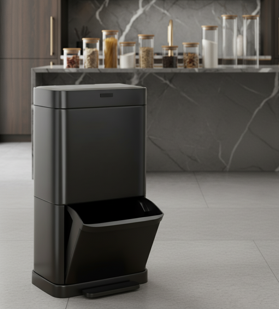 Eden Nest 70L Recycling Motion Sensor Bin with Hands-Free Pedal and Dual Compartments
