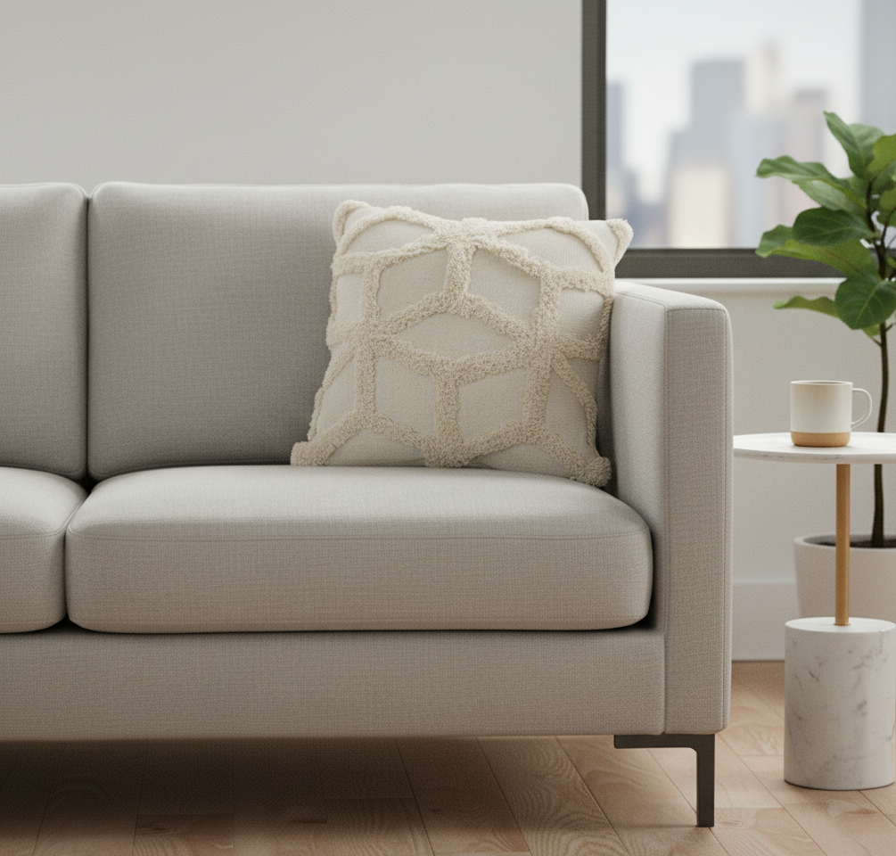 Woven Tufted Geometric Cushion Cover, 45x45cm