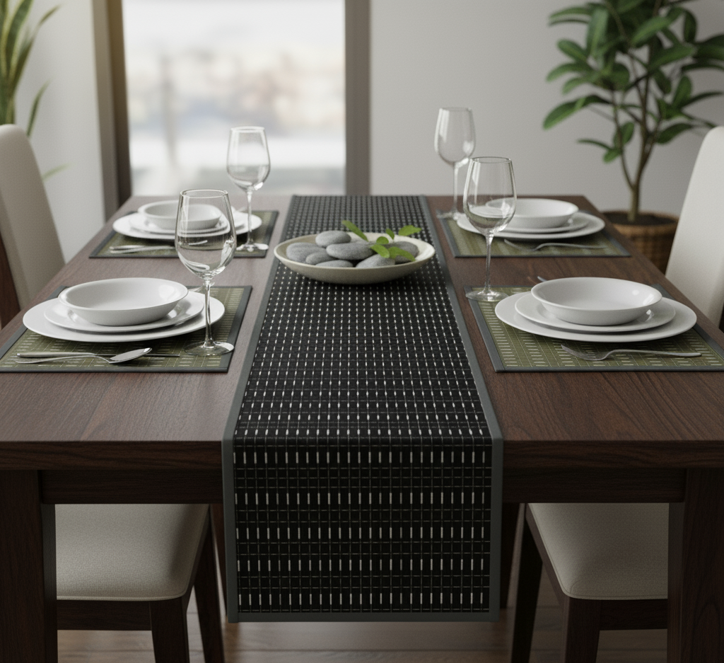 Eden Nest Streak Bamboo Table Runner - 140 x 33 cm