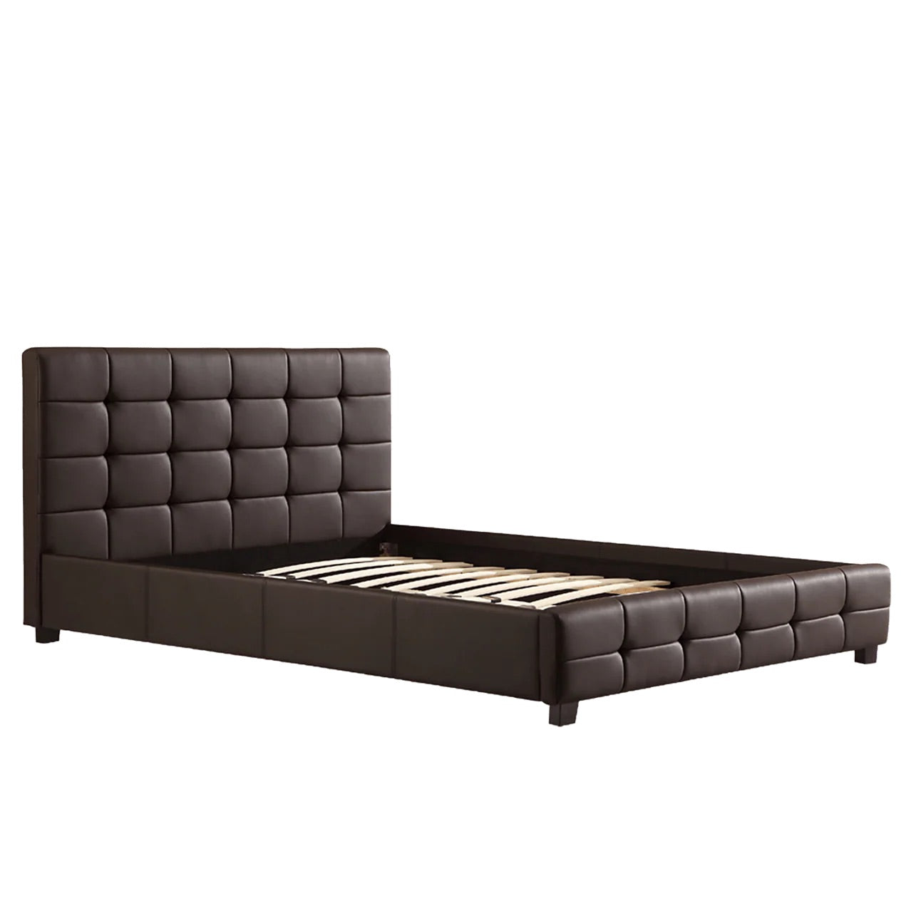 Deluxe Upholstered Bed Frame with Headboard & Slats