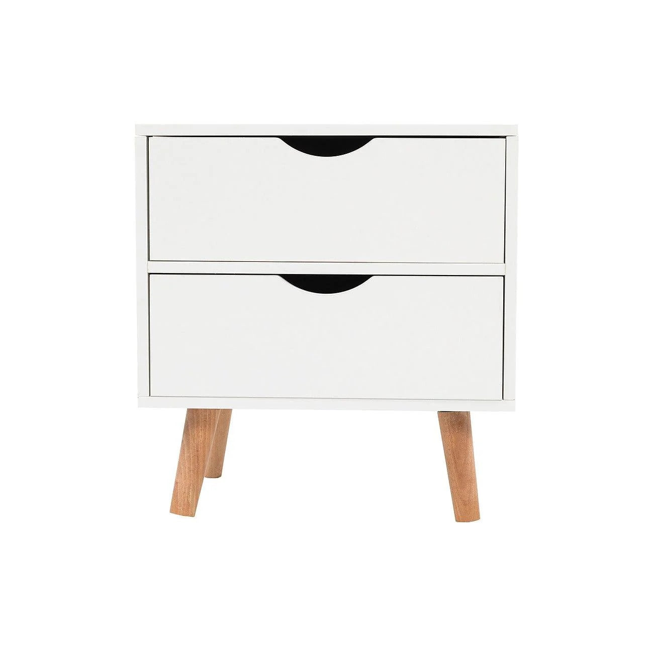 White Bedside Table –Two Drawer Nightstand with Storage