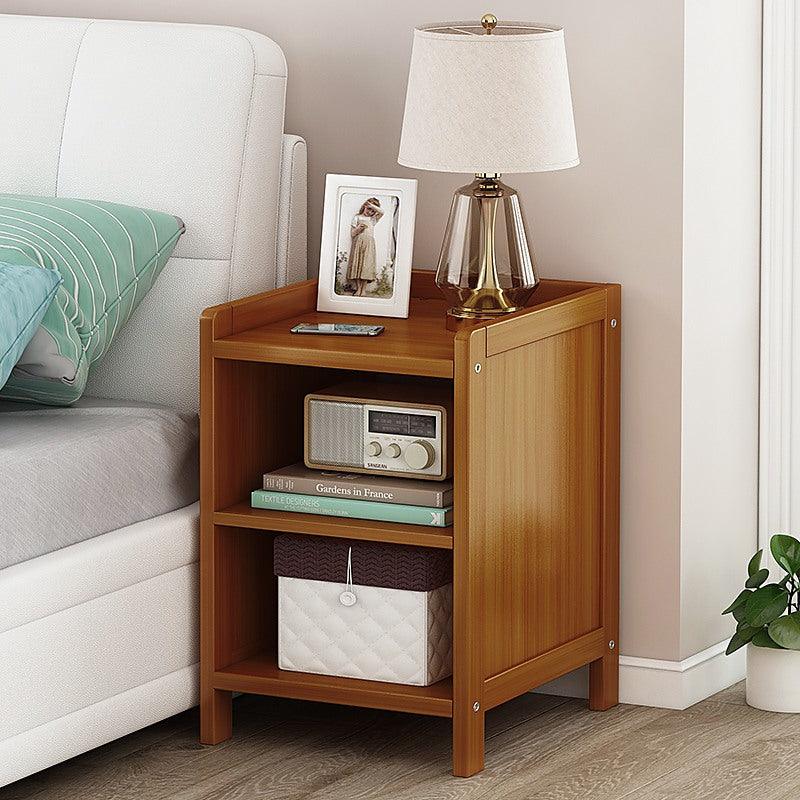 Bamboo Bedside Table – Drawer Nightstand with Open Shelf