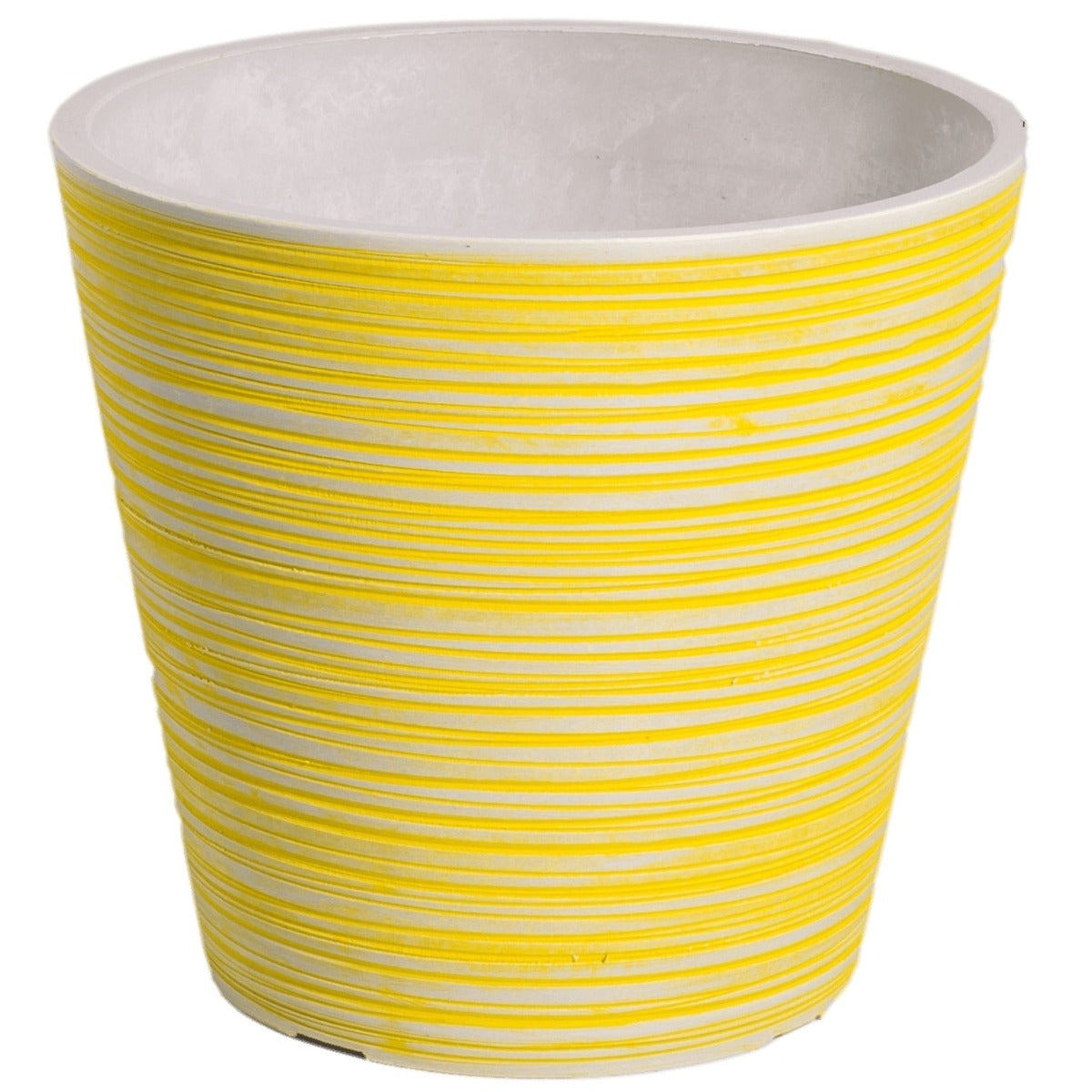 Yellow And White Engraved Garden Pot 17cm For Decor