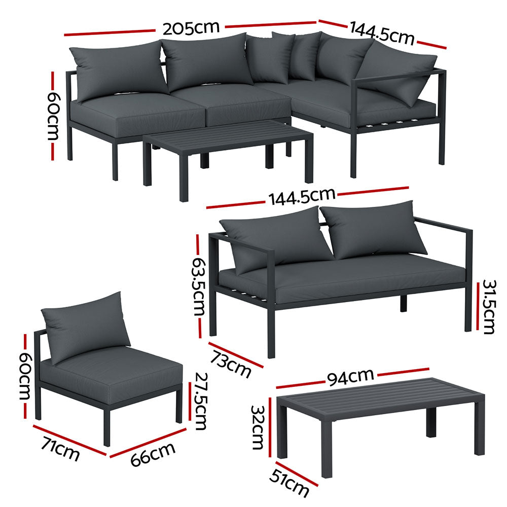 Eden Nest 4 Seater Outdoor Aluminum Sofa Set 4pc Patio