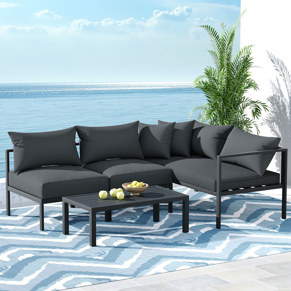 Eden Nest 4 Seater Outdoor Aluminum Sofa Set 4pc Patio