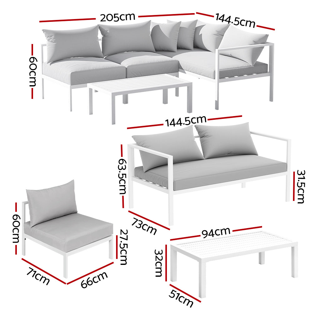 Eden Nest 4 Seater Outdoor Aluminum Sofa Set Lounge