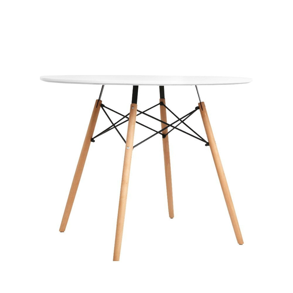 Eden Nest Round White Dining Table 4 Seater 90cm Modern