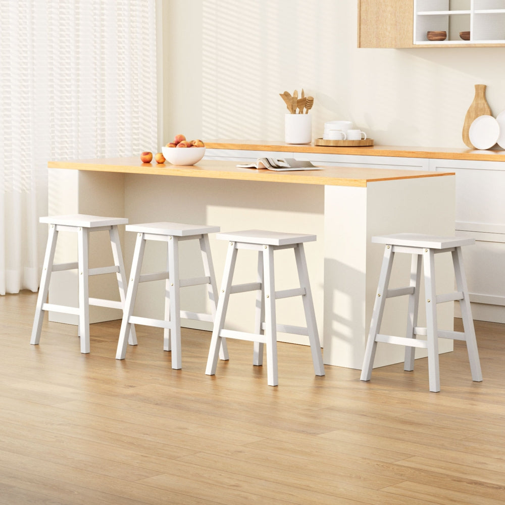 Eden Nest Baden Saddle Seat Bar Stool Set of 4 White 66.5 cm Height