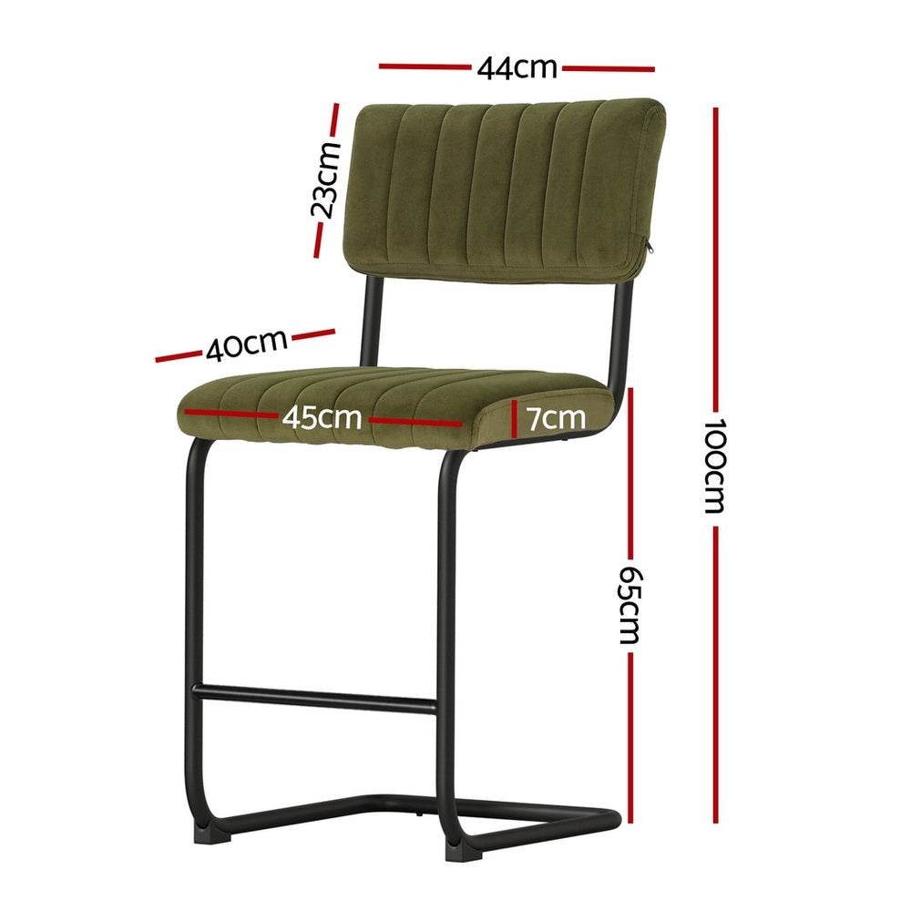 Eden Nest Orman Velvet Bar Stool Set of 4 Green 65 cm Seat Height