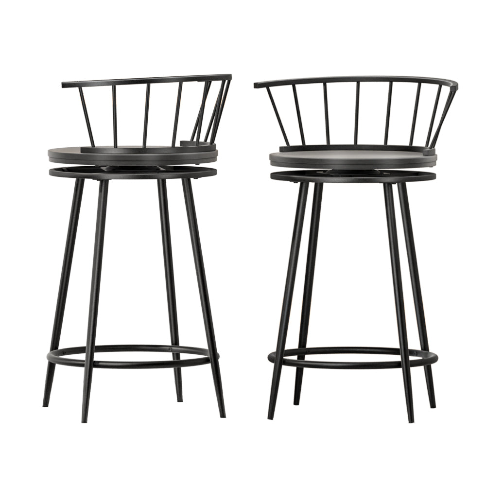 Eden Nest Vanny Bar Stool Set of 2 – Black, 360° Swivel Design
