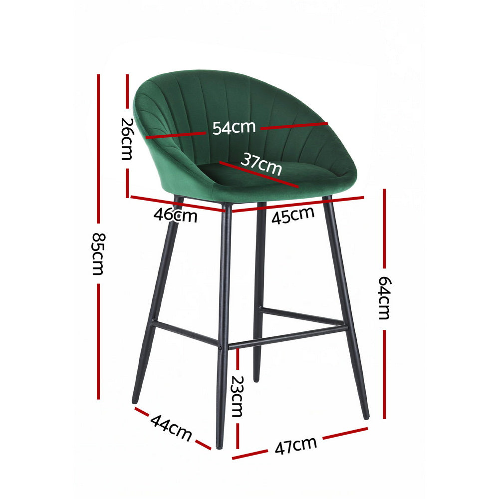 Eden Nest Velvet Bar Stools – Set of 2