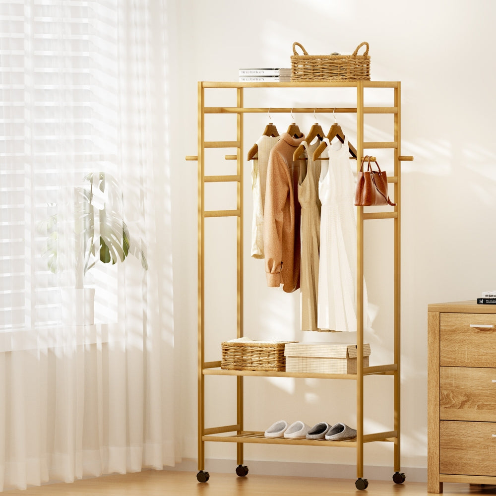 Eden Nest Bamboo Clothes Rack Wardrobe Coat Stand 169cm