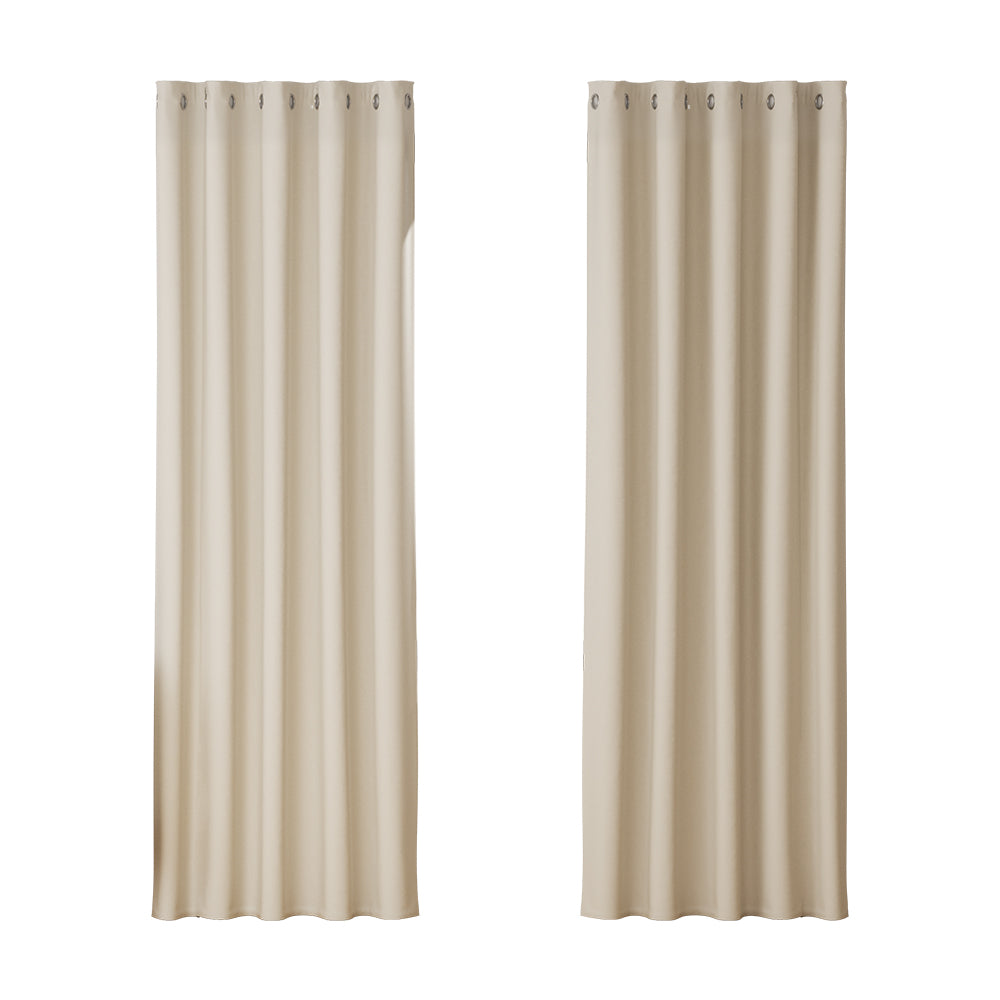 Eden Nest Two Pack Blockout Curtains Eyelet 180x213cm Beige