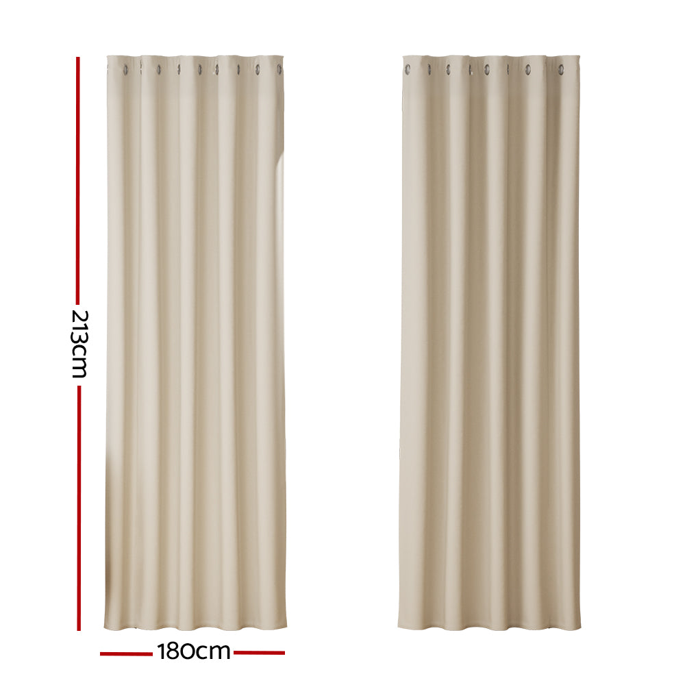 Eden Nest Two Pack Blockout Curtains Eyelet 180x213cm Beige