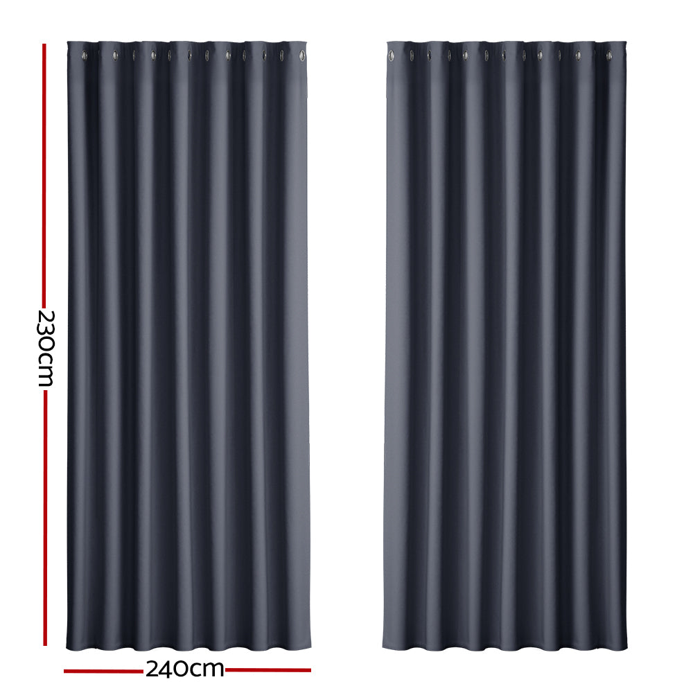 Eden Nest 2X Blockout Curtains Eyelet 240x230cm Charcoal