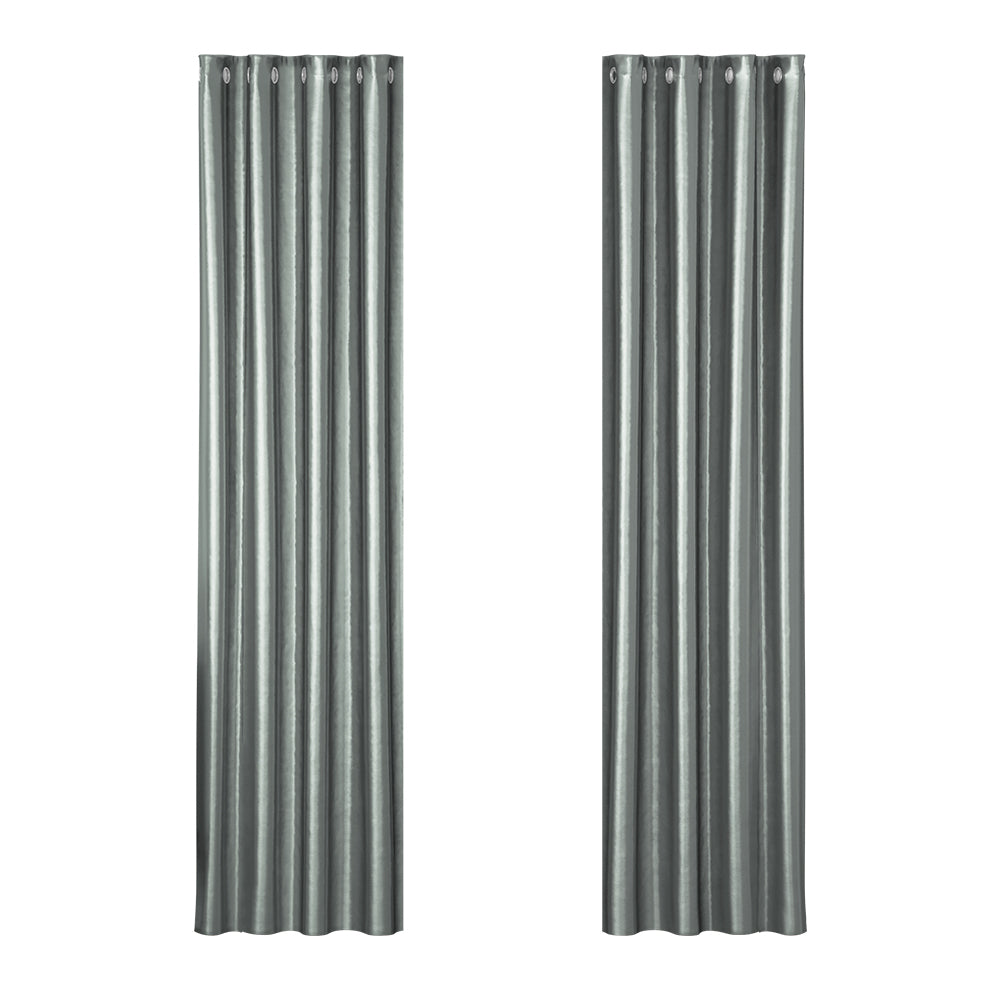 Eden Nest Blockout Curtains Eyelet 140x230cm Grey Shine