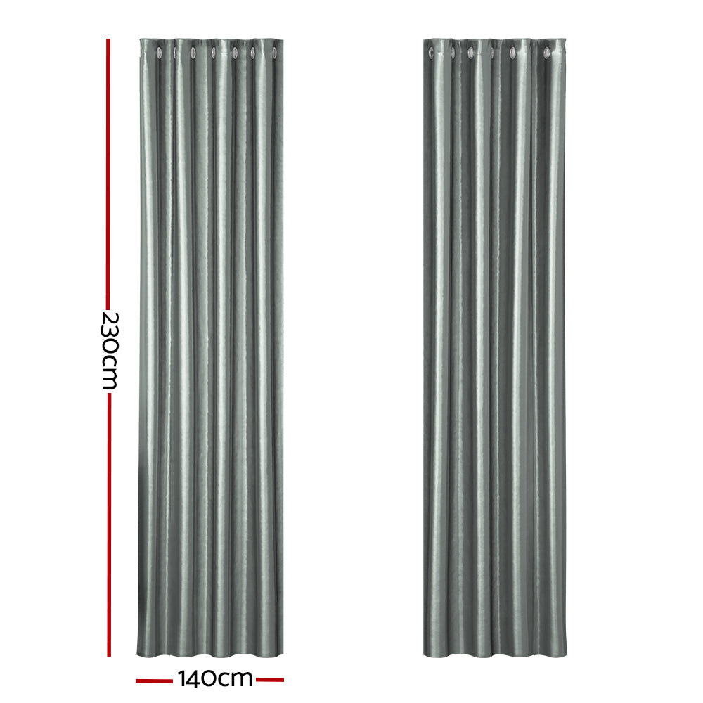 Eden Nest Blockout Curtains Eyelet 140x230cm Grey Shine