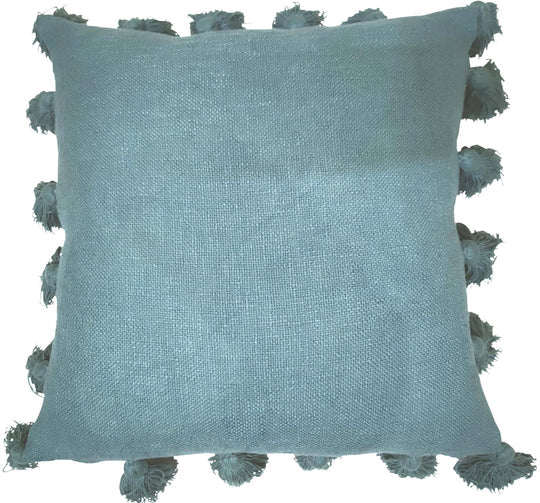 Woven Cushion Cover with Tassels, Blue, 45x45cm