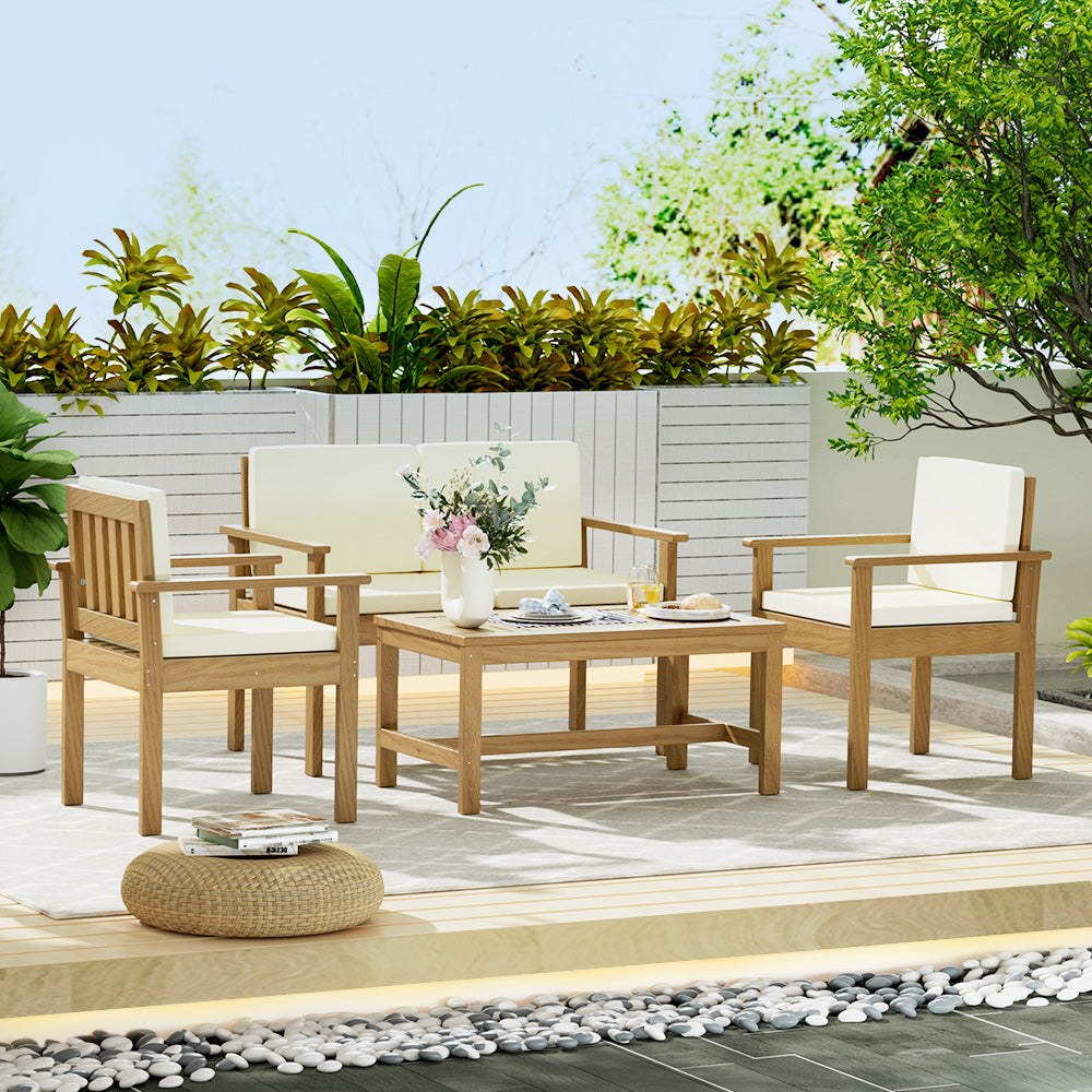 Eden Nest 4 Piece Outdoor Sofa Set Wooden Lounge Patio
