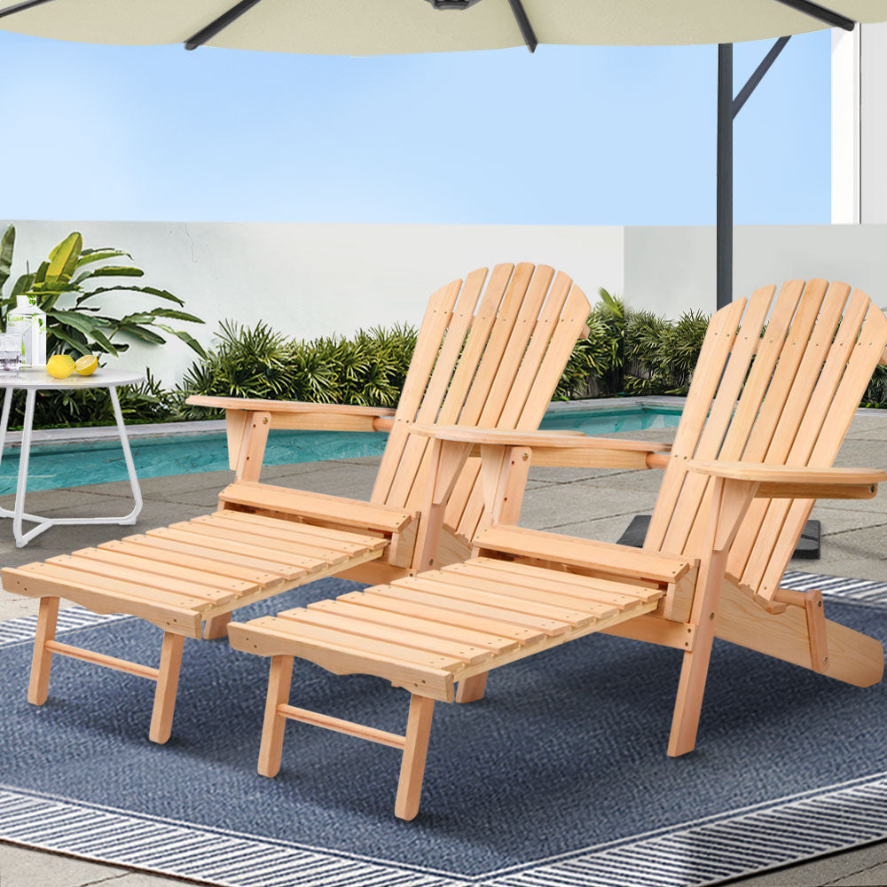 Eden Nest Adirondack Two Piece Outdoor Chairs Set Wooden