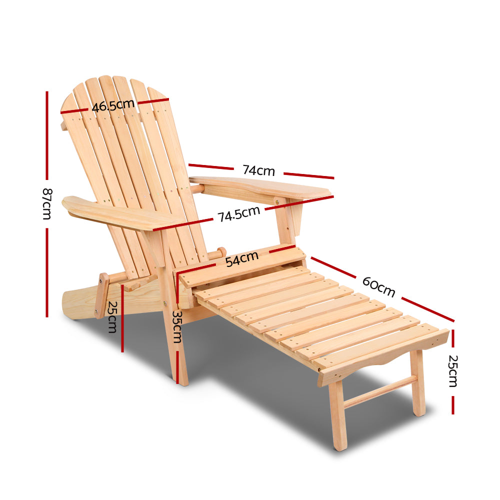 Eden Nest Adirondack Two Piece Outdoor Chairs Set Wooden