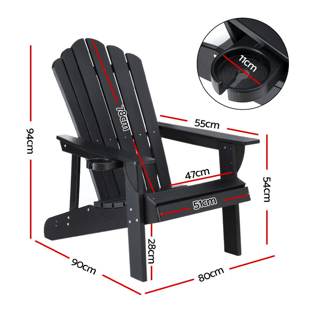 Eden Nest Outdoor HDPE Adirondack Beach Chair Black