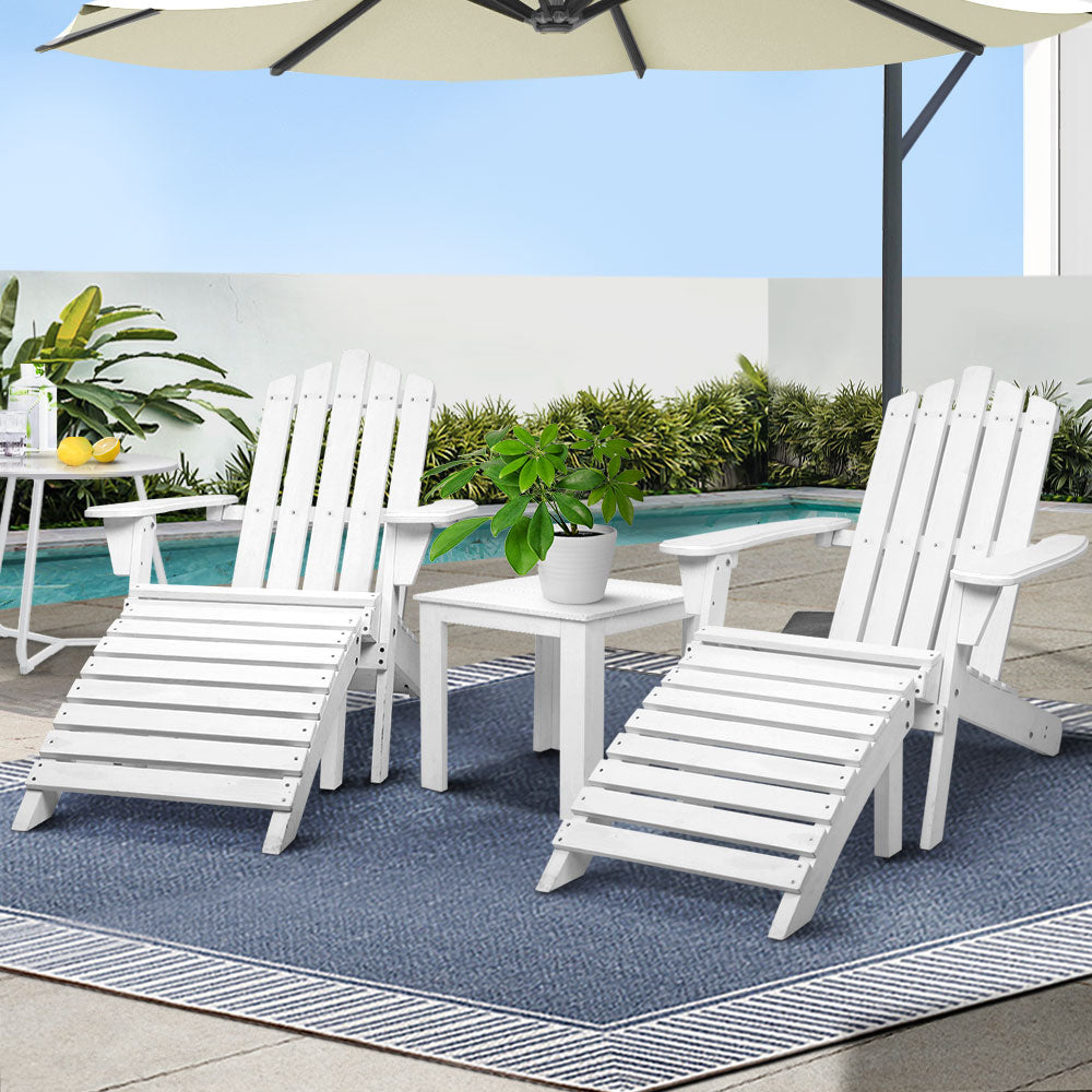 Eden Nest 5pc Adirondack Outdoor Table and Chairs White