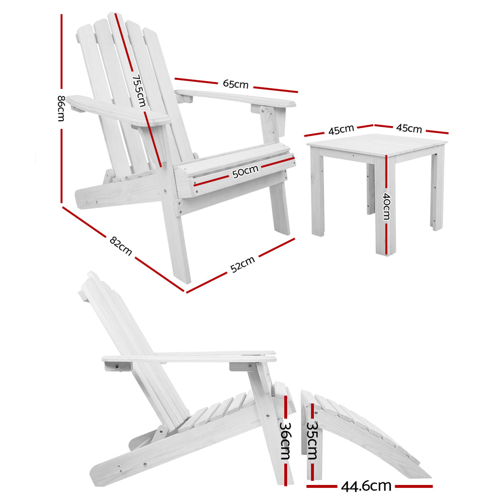 Eden Nest 5pc Adirondack Outdoor Table and Chairs White