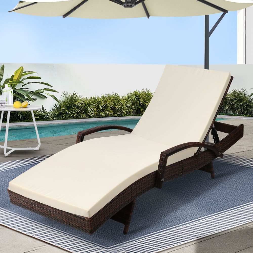 Eden Nest Adjustable Sun Lounge Wicker Lounger Chair