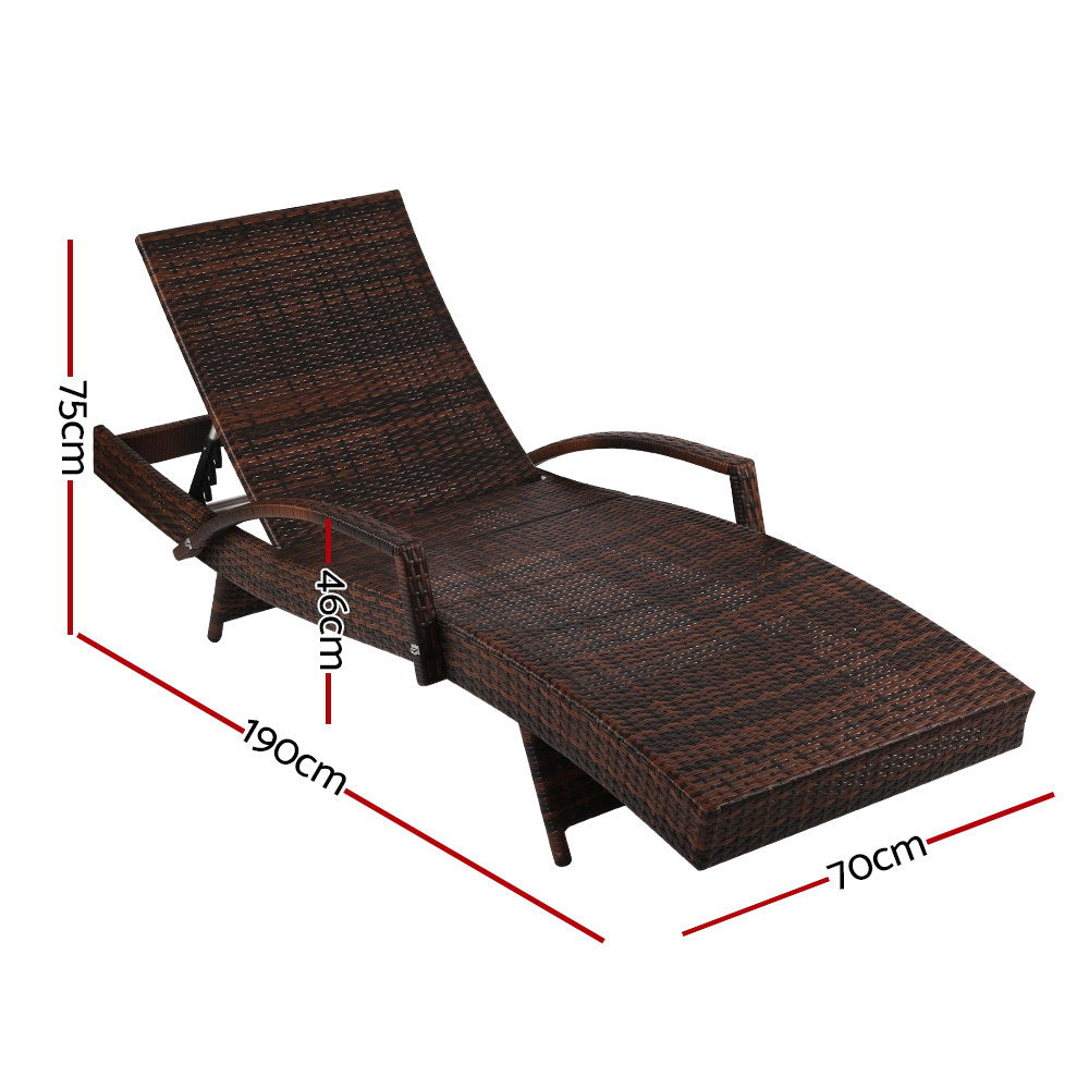 Eden Nest Adjustable Sun Lounge Wicker Lounger Chair