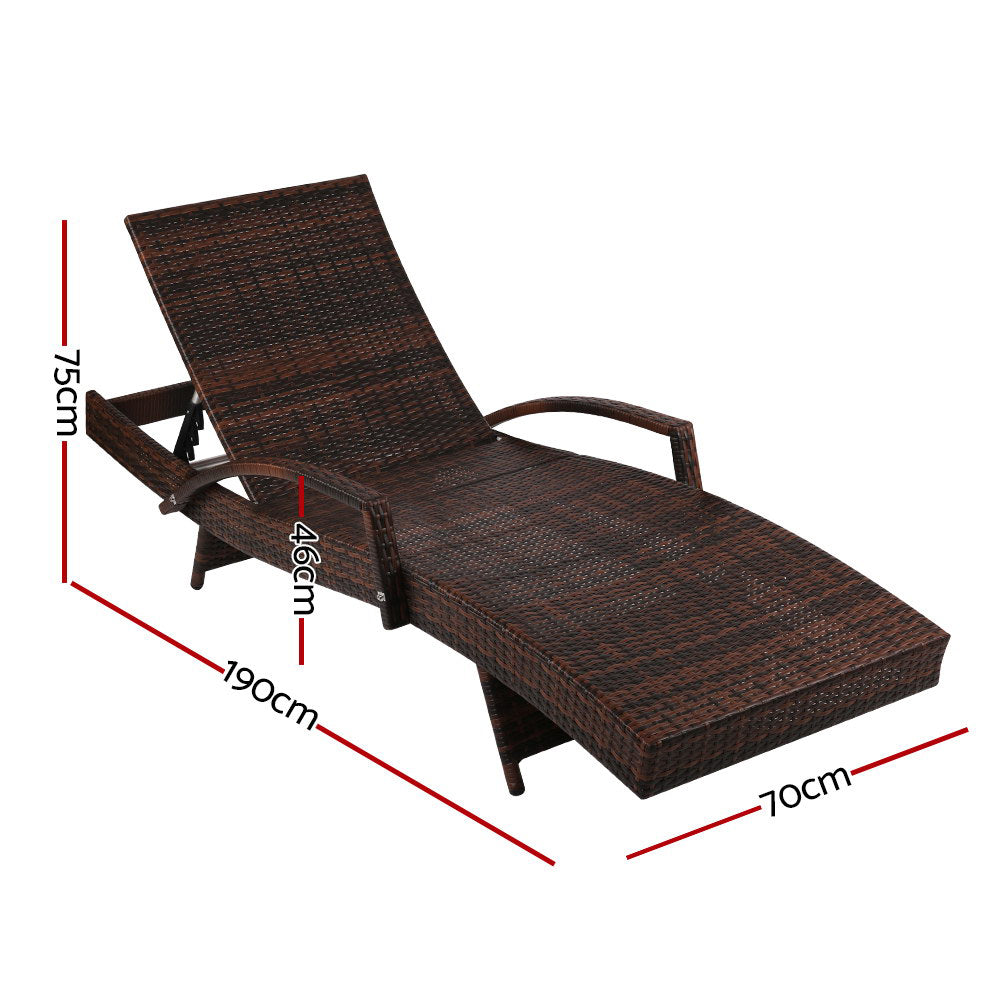 Eden Nest 2Pc Sun Lounge Wicker Lounger Outdoor Patio Chair