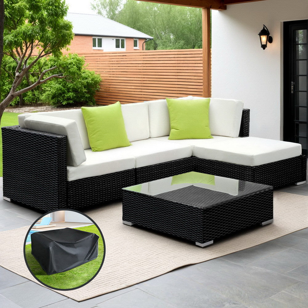Eden Nest Five Piece Outdoor Sofa Set Wicker Lounge Seating