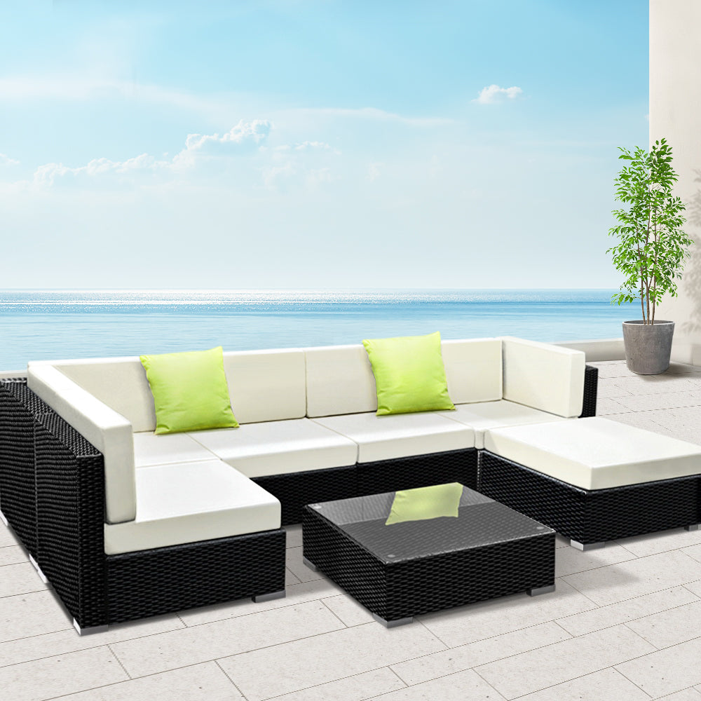 Eden Nest 7 Piece Outdoor Sofa Set Wicker Lounge Seating