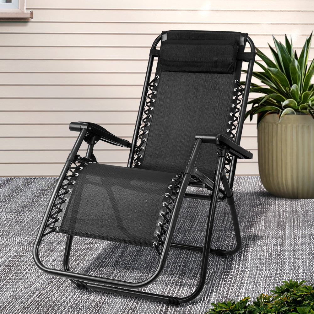 Eden Nest Zero Gravity Outdoor Folding Lounge Chair Black