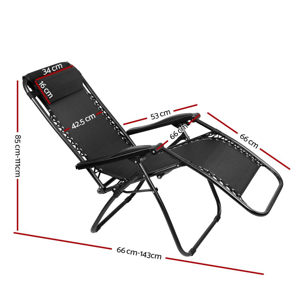 Eden Nest Zero Gravity Outdoor Folding Lounge Chair Black
