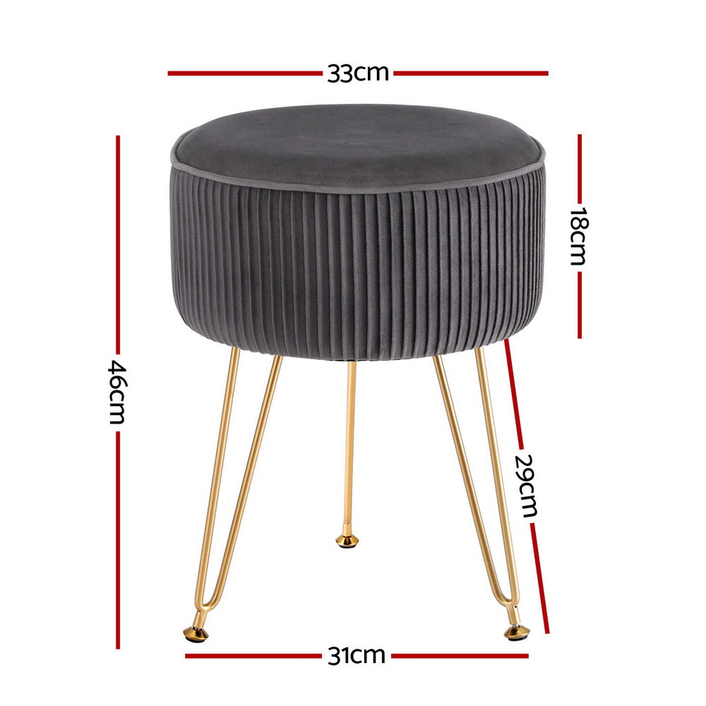 Eden Nest Velvet Round Ottoman Foot Stool Vertical Stripe