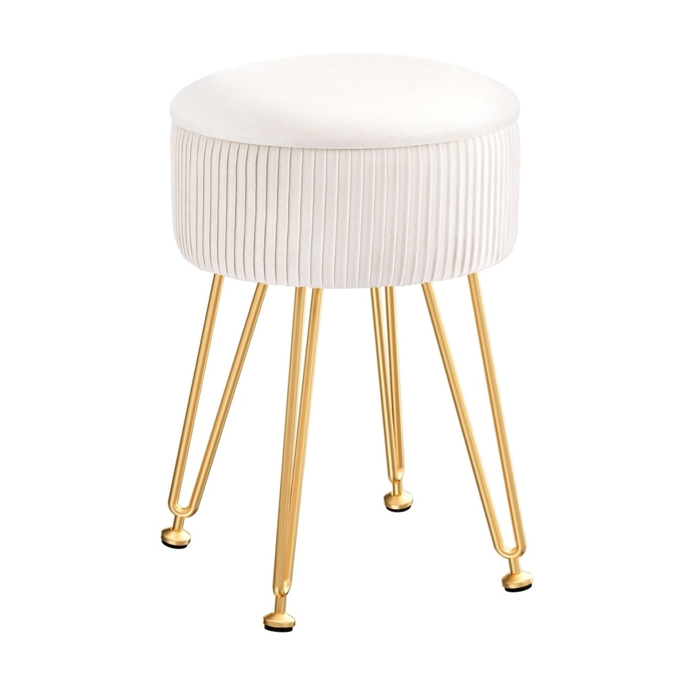 Eden Nest Velvet Round White Ottoman Storage Footstool Lid