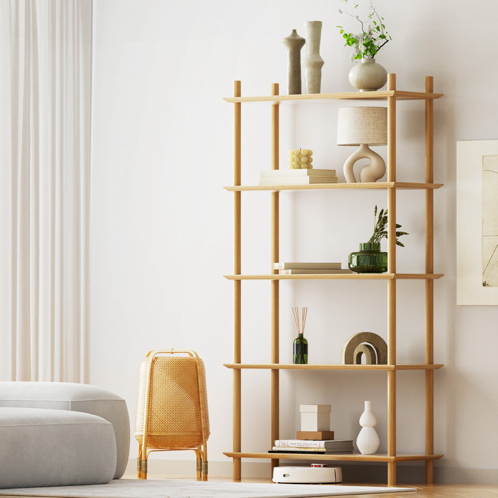 Eden Nest Pine Wood Five Tier Bookshelf Display Shelf
