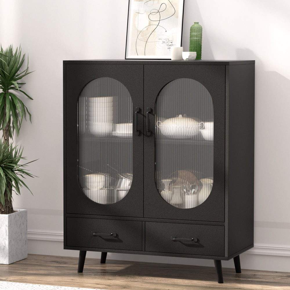 Eden Nest Buffet Sideboard With Double Doors Black