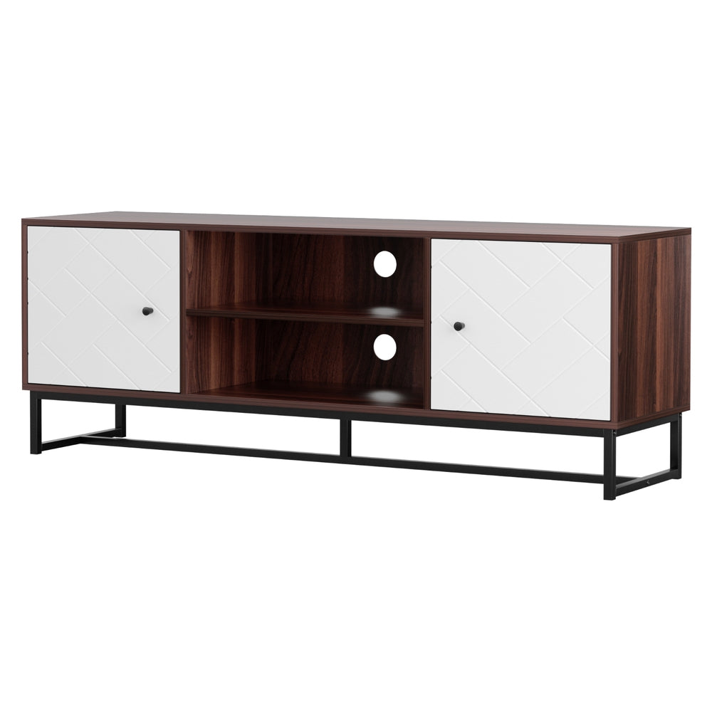 Eden Nest TV Unit 150cm Walnut White With Storage Shelves