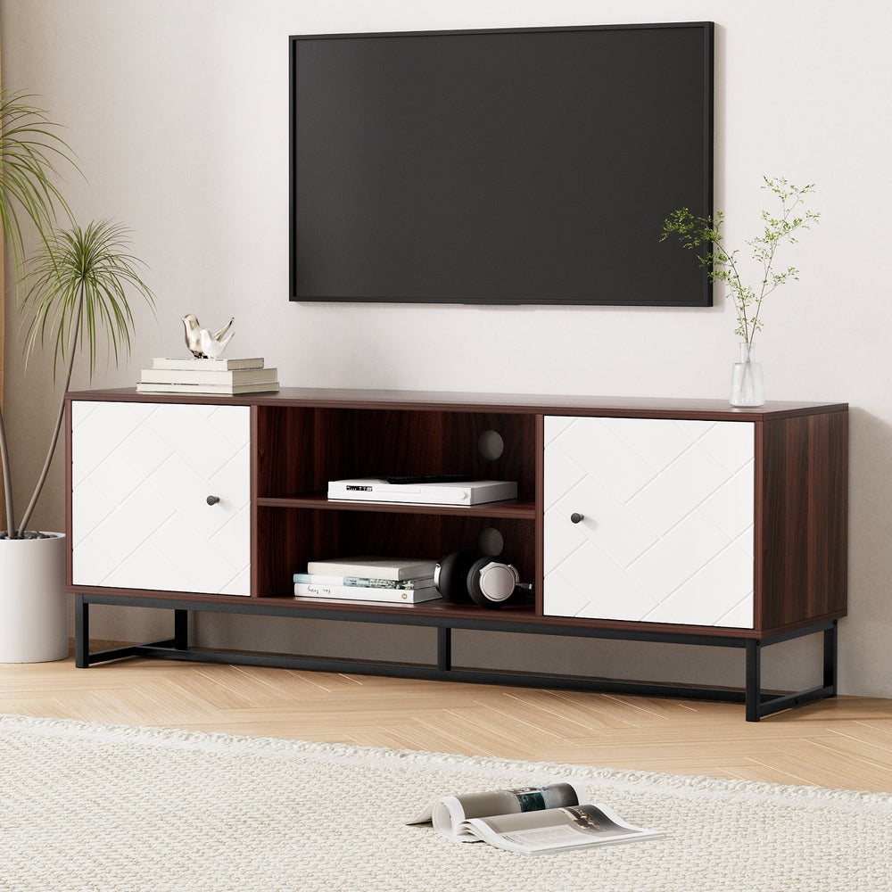 Eden Nest TV Unit 150cm Walnut White With Storage Shelves