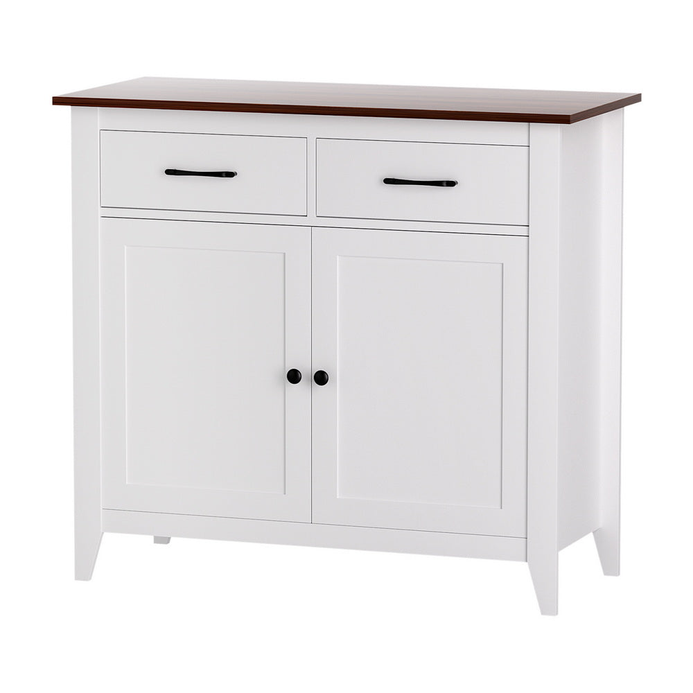 Eden Nest Buffet Sideboard With 2 Drawers Walnut Top White