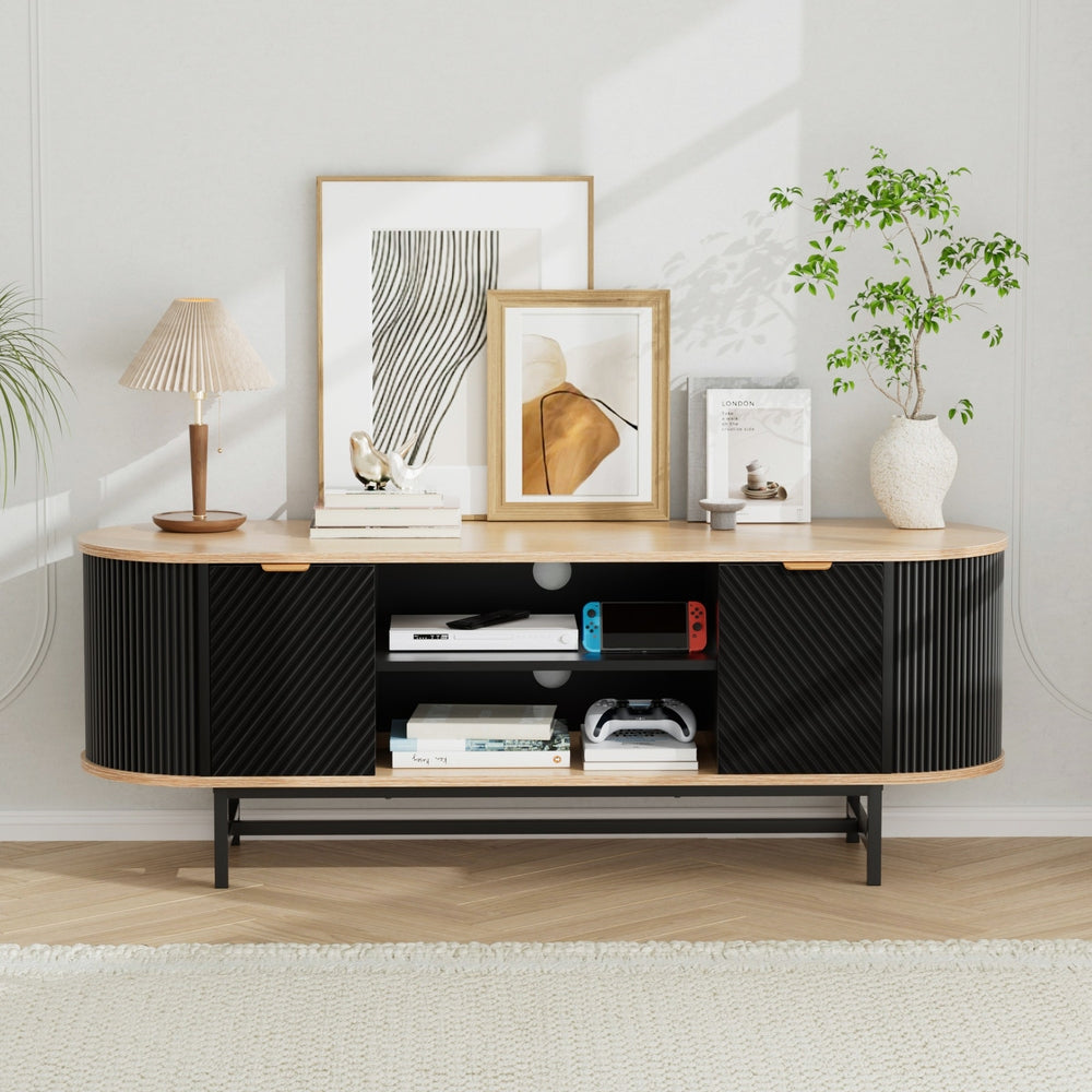 Eden Nest TV Unit Entertainment Cabinet Black Pine Finish