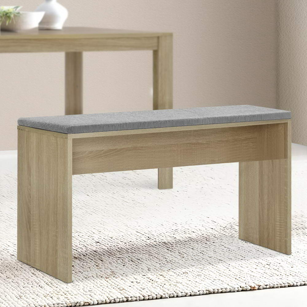 Eden Nest Oak Dining Bench With Upholstered Seat 90cm