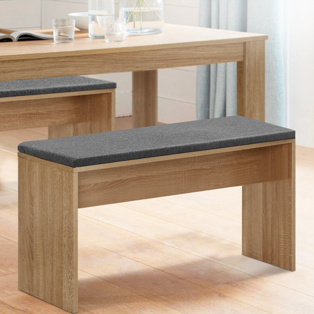 Eden Nest Oak Dining Bench With Upholstered Seat 90cm