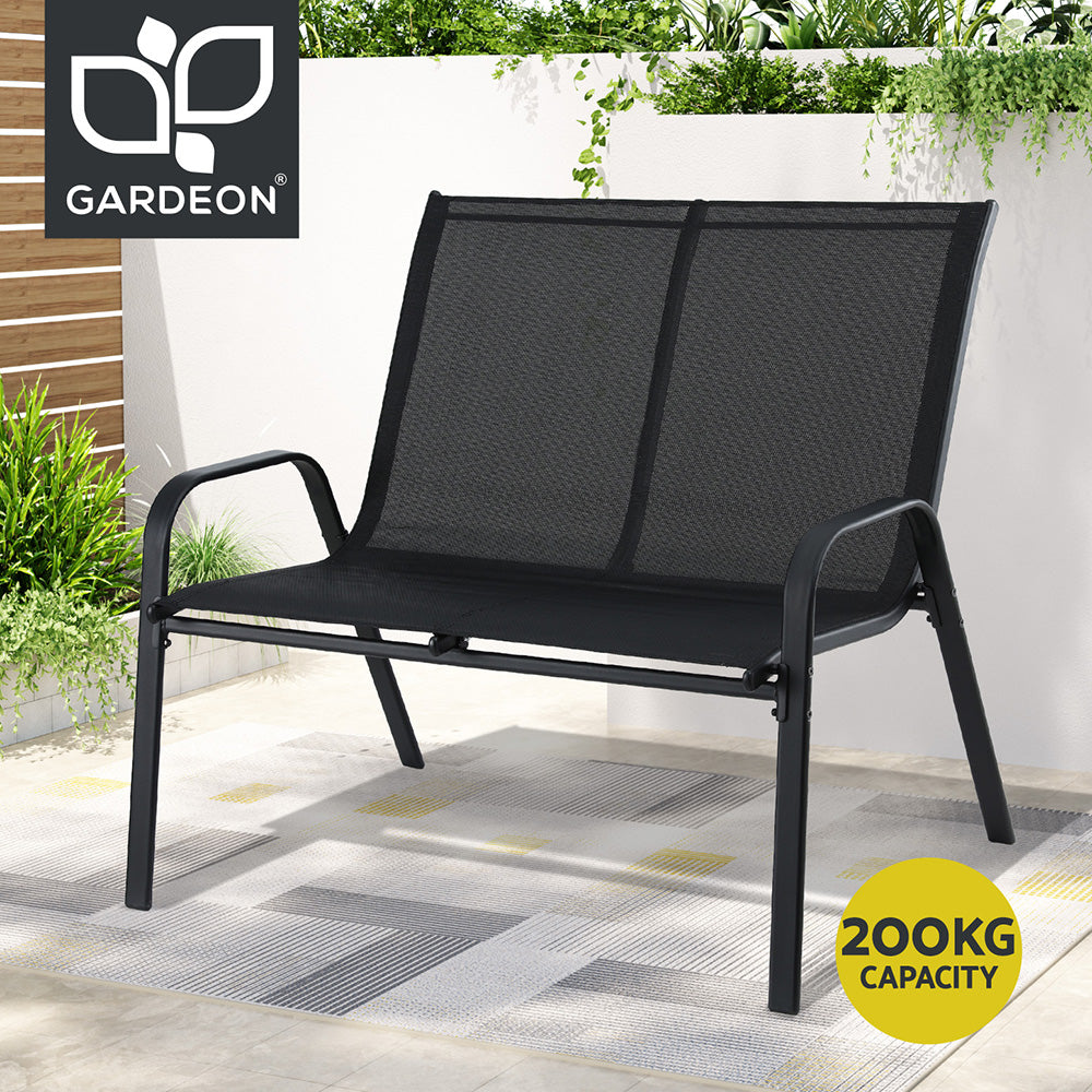 Eden Nest 2 Seat Outdoor Garden Bench Steel Black Patio