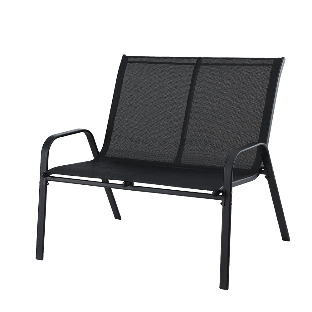 Eden Nest 2 Seat Outdoor Garden Bench Steel Black Patio