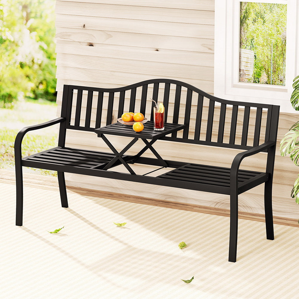 Eden Nest Outdoor Bench Seat Loveseat Steel Foldable Table