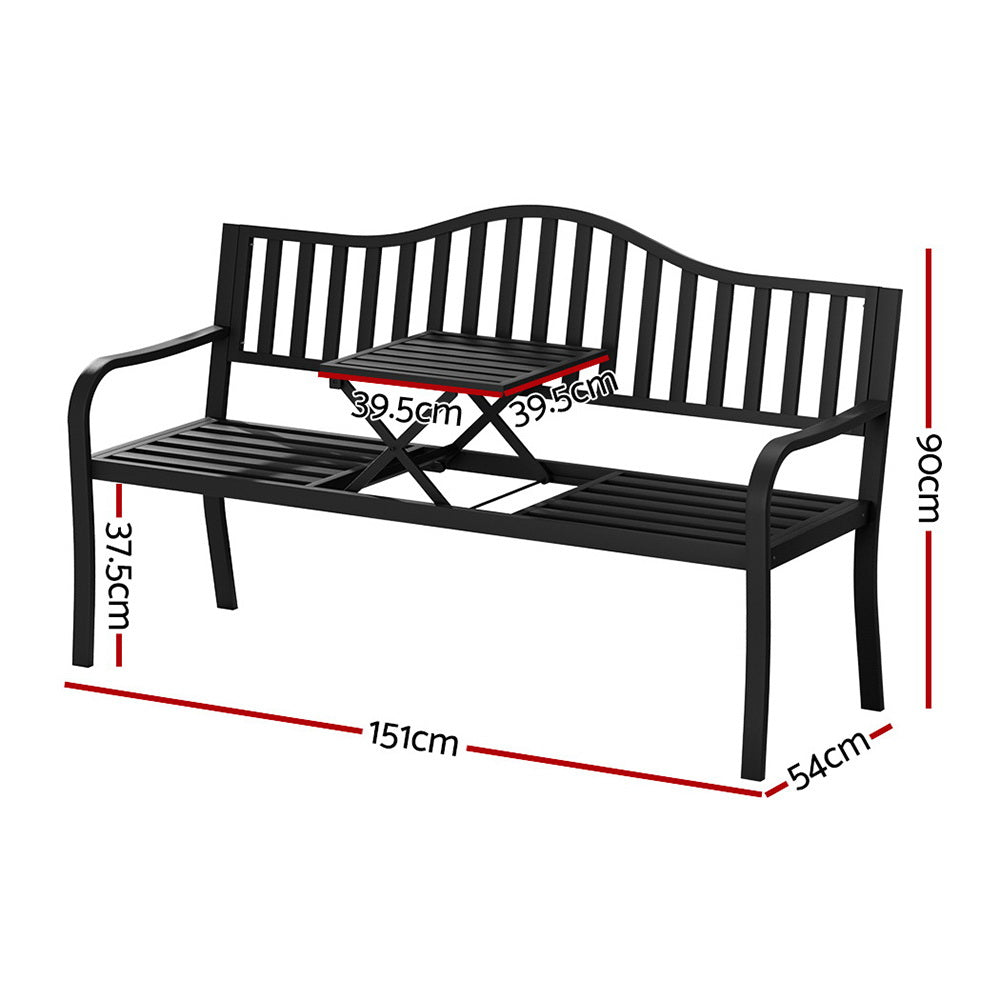 Eden Nest Outdoor Bench Seat Loveseat Steel Foldable Table