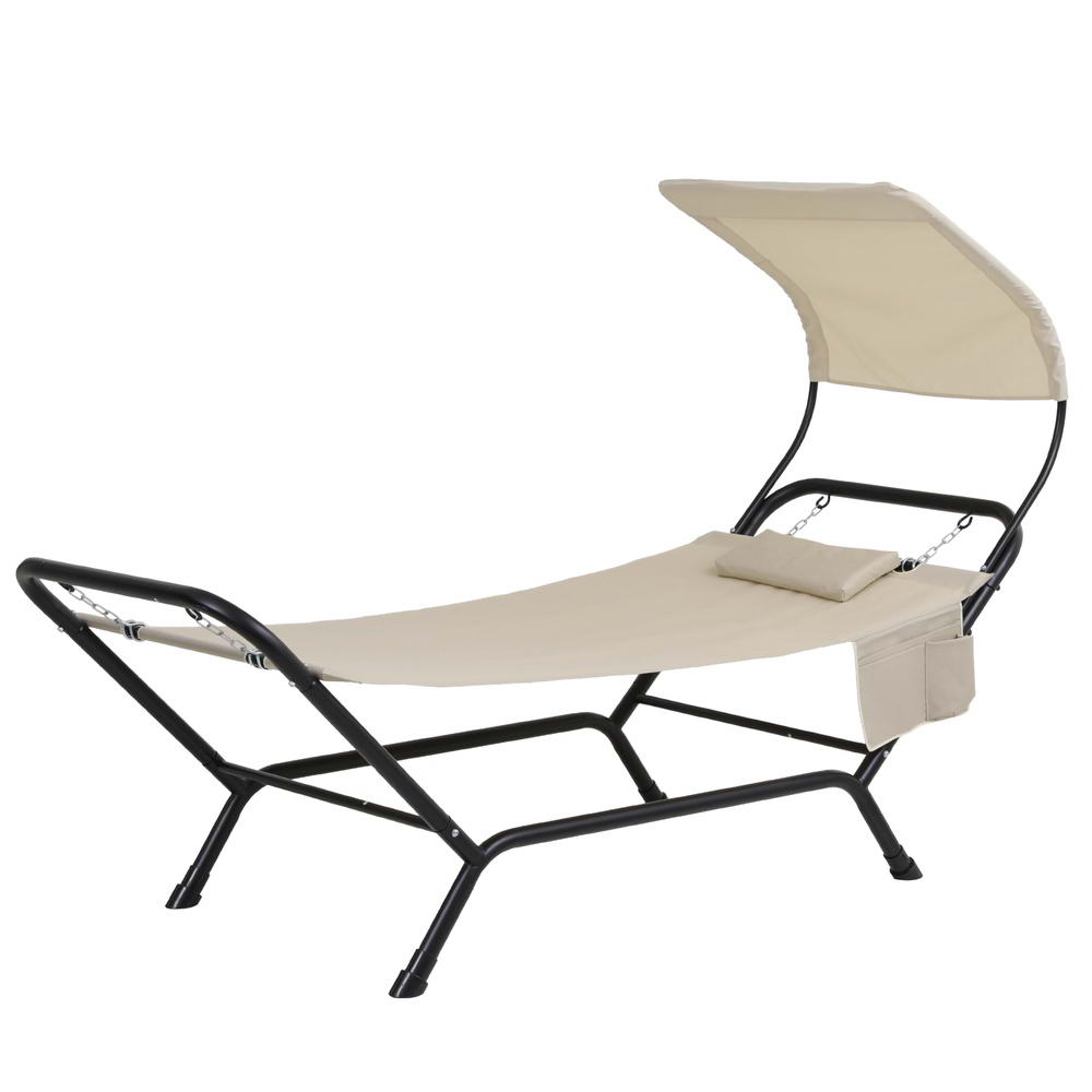 Eden Nest Hammock Bed With Stand Sun Lounge Chair Beige